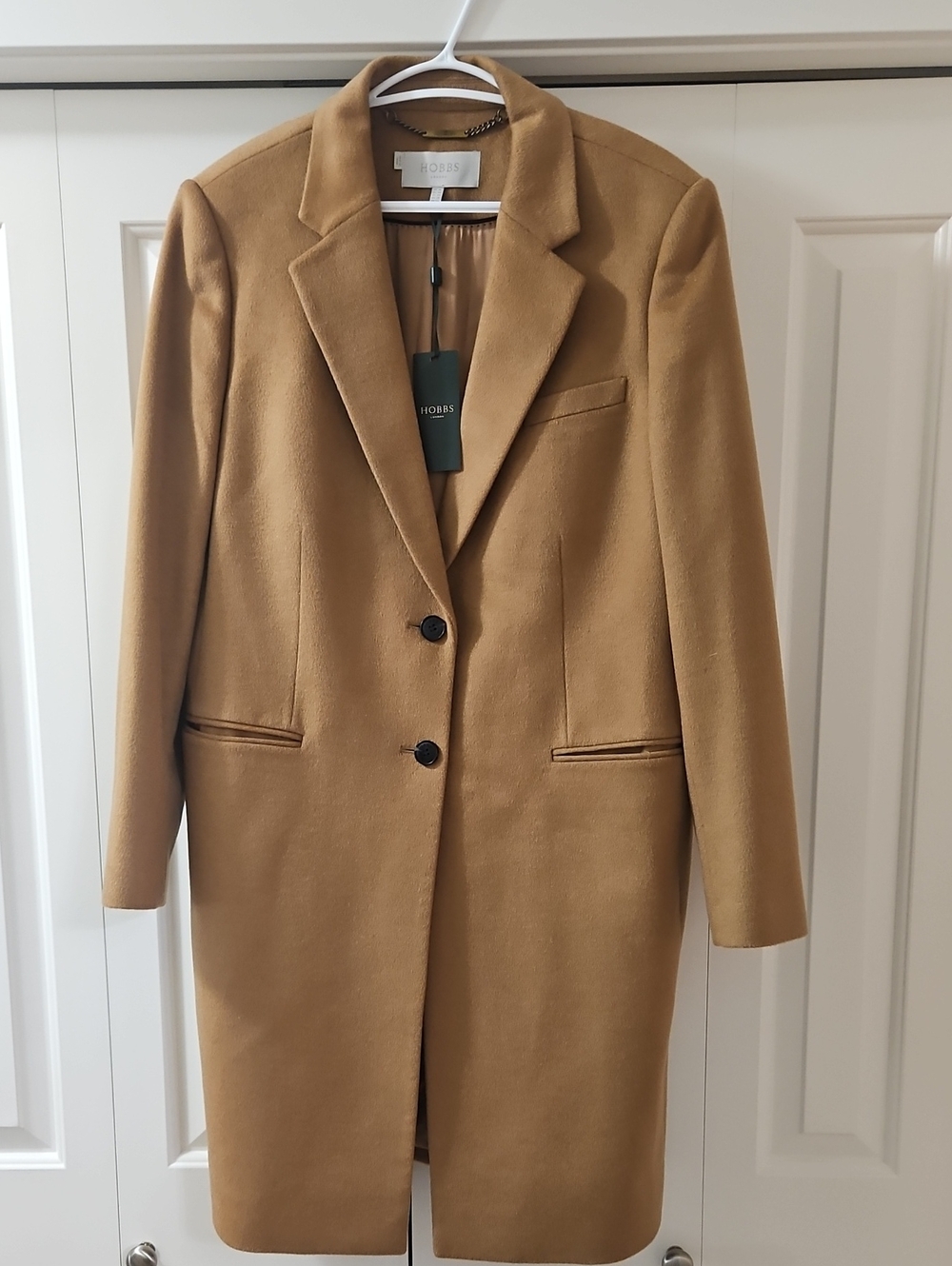 BNWT Hobbs Women's Camel Wool-Blend Single-Breasted Coat